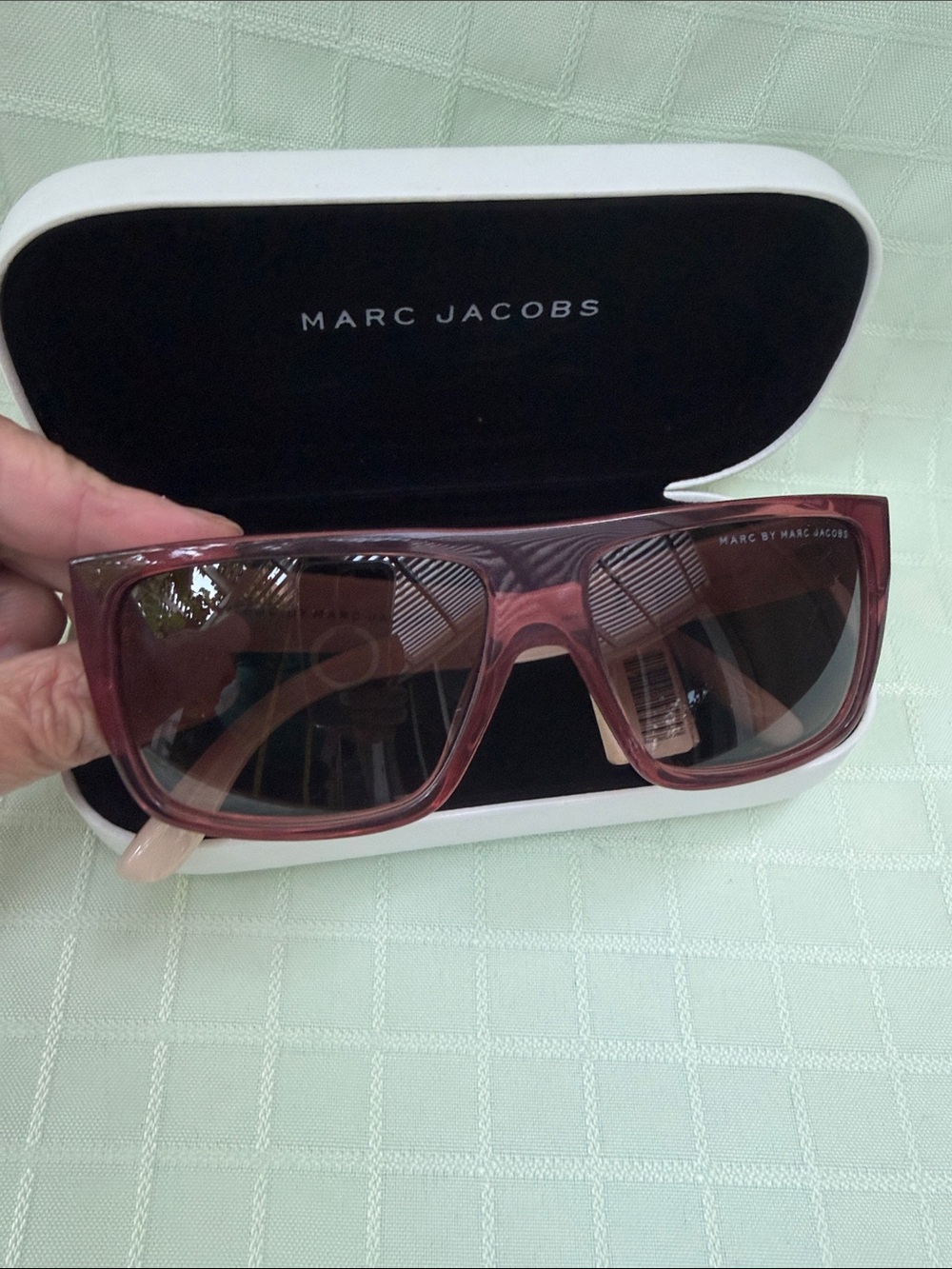 New Marc Jacobs Translucent Rose-Burgundy Rectangular Sunglasses